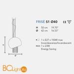 Подвесной светильник Masiero Frise S1 40 G04 /AM/CUT CRYSTAL - Схема
