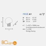 Настенный светильник Masiero Frise A1 G04 /AM/CUT CRYSTAL - Схема