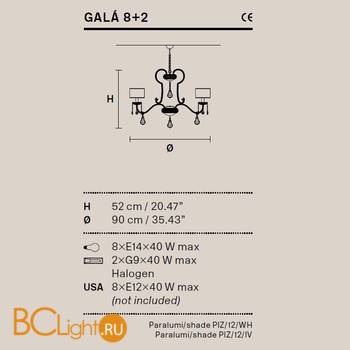 Люстра Masiero Gala 8+2 / V97/ SAT/17/WH - Схема