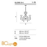Люстра Masiero Globe 6+1 G04 Cut - Схема