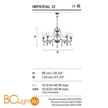Люстра Masiero Imperial 12 G03 CUT CRYSTAL - Схема