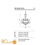 Люстра Masiero Impero & Deco VE 802/12+6 V71 Cut - Схема