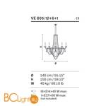 Люстра Masiero Impero & Deco VE 805/12+6+1 G06 Cut - Схема