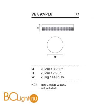 Потолочный светильник Masiero Impero & Deco VE 897 PL8 Gold SW - Схема