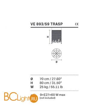Подвесной светильник Masiero Impero & Deco VE 893 S9 TRASP Cut - Схема