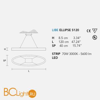 Подвесной светильник Masiero Libe ELLIPSE S120 W03 - Схема