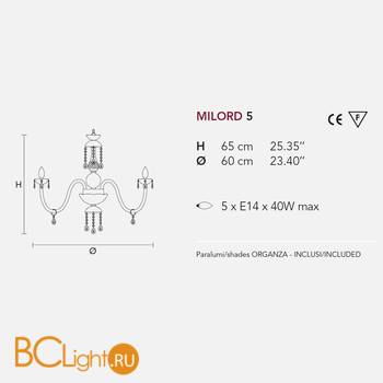 Люстра Masiero Milord 5 VV Black / ORG/12/BK - Схема