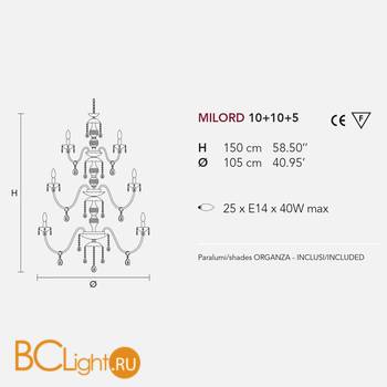Люстра Masiero Milord 10+10+5 VV White / ORG/12/WH - Схема
