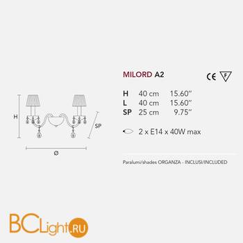 Бра Masiero Milord A2 VV White / ORG/12/WH - Схема