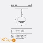 Подвесной светильник Masiero Mir S3 CUT CRYSTAL / WH - Схема