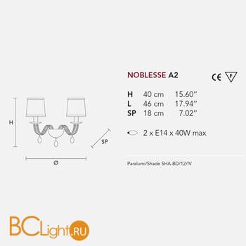 Бра Masiero Noblesse A2 V97 / SHA-BD/14/WH - Схема