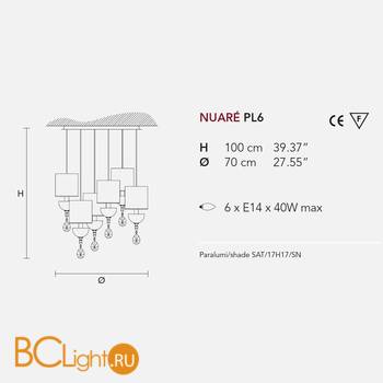 Подвесной светильник Masiero Nuare PL6 /G08/ SAT/17H17/SN - Схема