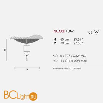Потолочный светильник Masiero Nuare PL8+1 /G08/ SAT/17H17/SN - Схема
