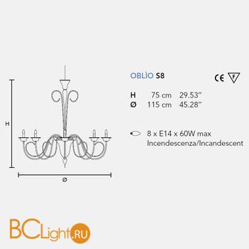 Люстра Masiero Oblio S8 NE - Схема