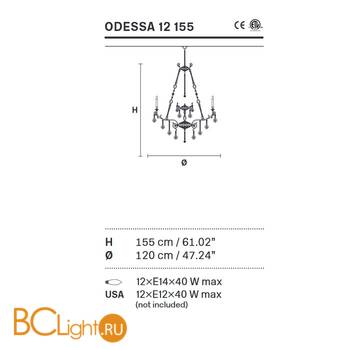 Люстра Masiero Odessa 12 155 G03 CUT CRYSTAL - Схема