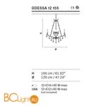 Люстра Masiero Odessa 12 155 G03 CUT CRYSTAL - Схема