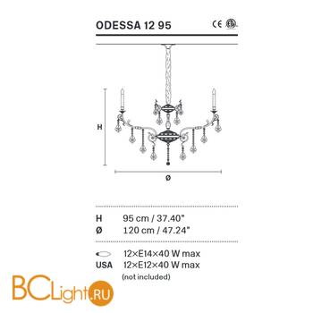 Люстра Masiero Odessa 12 95 G03 CUT CRYSTAL - Схема