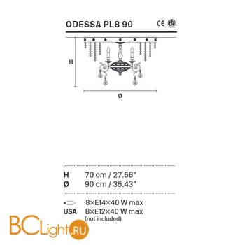Потолочная люстра Masiero Odessa PL8 90 G03 CUT CRYSTAL - Схема