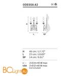 Бра Masiero Odessa A2 G03 CUT CRYSTAL - Схема
