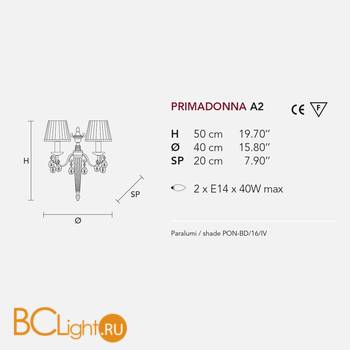 Бра Masiero Primadonna A2 G01 / PON/16/IV CRYSTALS FROM SWAROVSKI - Схема