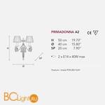 Бра Masiero Primadonna A2 G01 / PON/16/IV CRYSTALS FROM SWAROVSKI - Схема