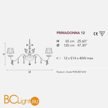Люстра Masiero Primadonna 12 G01 / PON-BD/16/IV CRYSTALS FROM SWAROVSKI - Схема