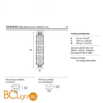 Подвесной светильник Masiero Raqam M7 BASIC BATCH A 6 X 20 + MODULO 7 X 10 G03 - Схема