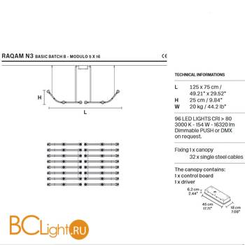 Подвесной светильник Masiero Raqam N3 BASIC BATCH B - MODULO 5 X 16 G04 - Схема