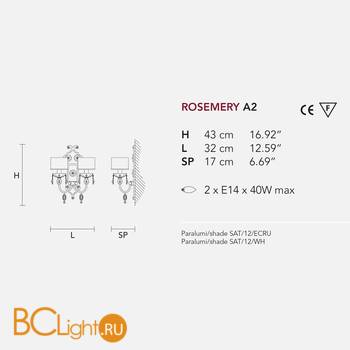 Бра Masiero Rosemery A2 /V13/ SAT/12/WH - Схема