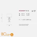 Настольная лампа Masiero Rosemery TL1G /V97/ SAT/33/WH - Схема