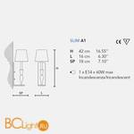 Бра Masiero Slim A1 F01 / SHA / BK-GD - Схема