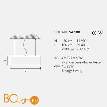 Подвесной светильник Masiero Square S4 100 COT / IV - Схема
