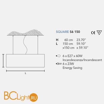 Подвесной светильник Masiero Square S6 150 COT / BK - Схема