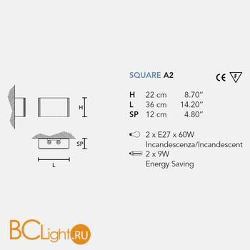 Настенный светильник Masiero Square A2 SHA / IV-WH - Схема