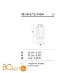 Настольный светильник Masiero VE 1049 TL1 P G04 - Схема