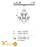 Люстра Masiero Zaira 27 G03 CUT CRYSTAL - Схема