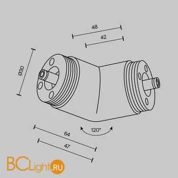 Угловой коннектор 120° без ввода питания Maytoni Accessories for system Shelf CA018LWC-B - Фото 3