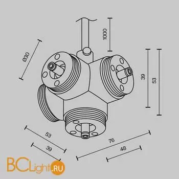 Х-образный вертикальный коннектор с вводом питания Maytoni Accessories for system Shelf CA019L4C-P-B - Фото 3