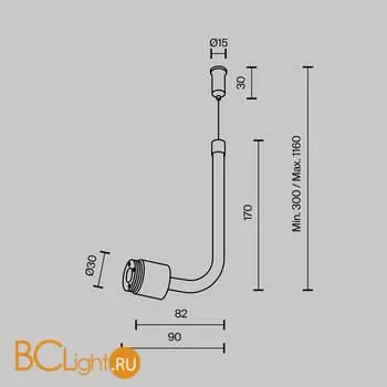 Заглушка для подвесного монтажа системы Shelf без ввода питания с тросом Maytoni Accessories for system CA024PL-B - Фото 3