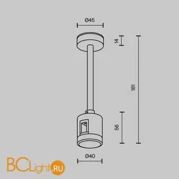 Крепление потолочное Short 138мм с прямым коннектором питания Flarity латунь Maytoni Accessories for tracks TRA156C-IPCL1-BS - Фото 1