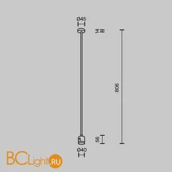 Крепление потолочное Long 760мм с прямым коннектором питания Flarity платина Maytoni Accessories for tracks TRA159C-IPCL1-PT - Фото 3