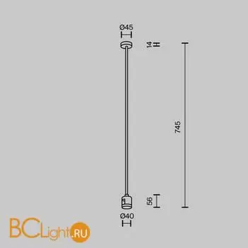 Крепление потолочное Long 700мм с прямым коннектором питания Flarity платина Maytoni Accessories for tracks TRA159C-IPC1-PT - Фото 3