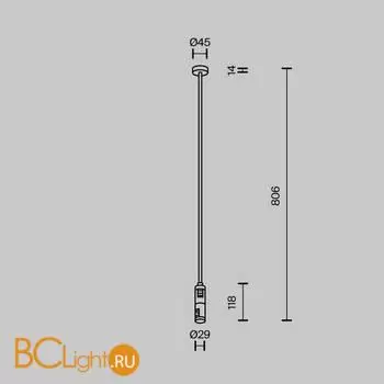 Крепление потолочное Long двойное 700мм Flarity платина Maytoni Accessories for tracks TRA159C-D1-PT - Фото 3