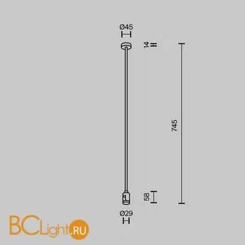 Крепление потолочное Long 700мм с вводом питания Flarity платина Maytoni Accessories for tracks TRA159C-B1-PT - Фото 3