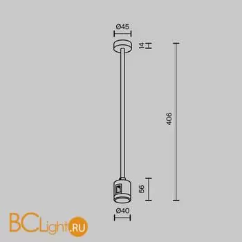 Крепление потолочное Medium 360мм с прямым коннектором питания Flarity платина Maytoni Accessories for tracks TRA158C-IPCL1-PT - Фото 3