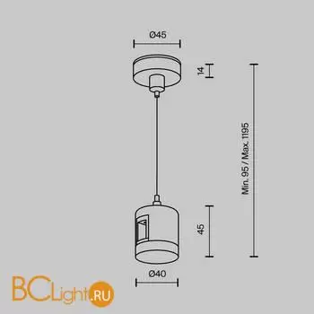 Подвес тросовый Hang с прямым коннектором питания Flarity платина Maytoni Accessories for tracks TRA157SW-IPC1-PT - Фото 3