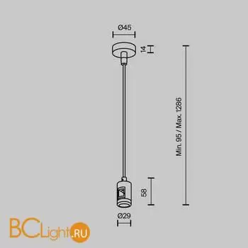 Подвес тросовый Hang с вводом питания Flarity платина Maytoni Accessories for tracks TRA157SW-B1-PT - Фото 3