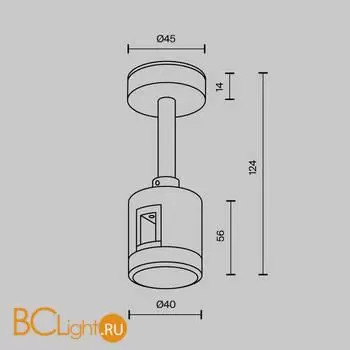 Крепление потолочное Short 78мм с прямым коннектором питания Flarity платина Maytoni Accessories for tracks TRA156C-IPC1-PT - Фото 3