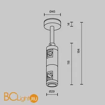 Крепление потолочное двойное Short 78мм Flarity платина Maytoni Accessories for tracks TRA156C-D1-PT - Фото 3