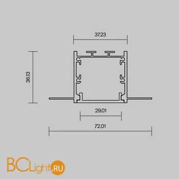 Алюминиевый профиль встраиваемый скрытого монтажа 72x36 (Серебро, 3 м), ALM-7236T-S-3M 636011 - Фото 3